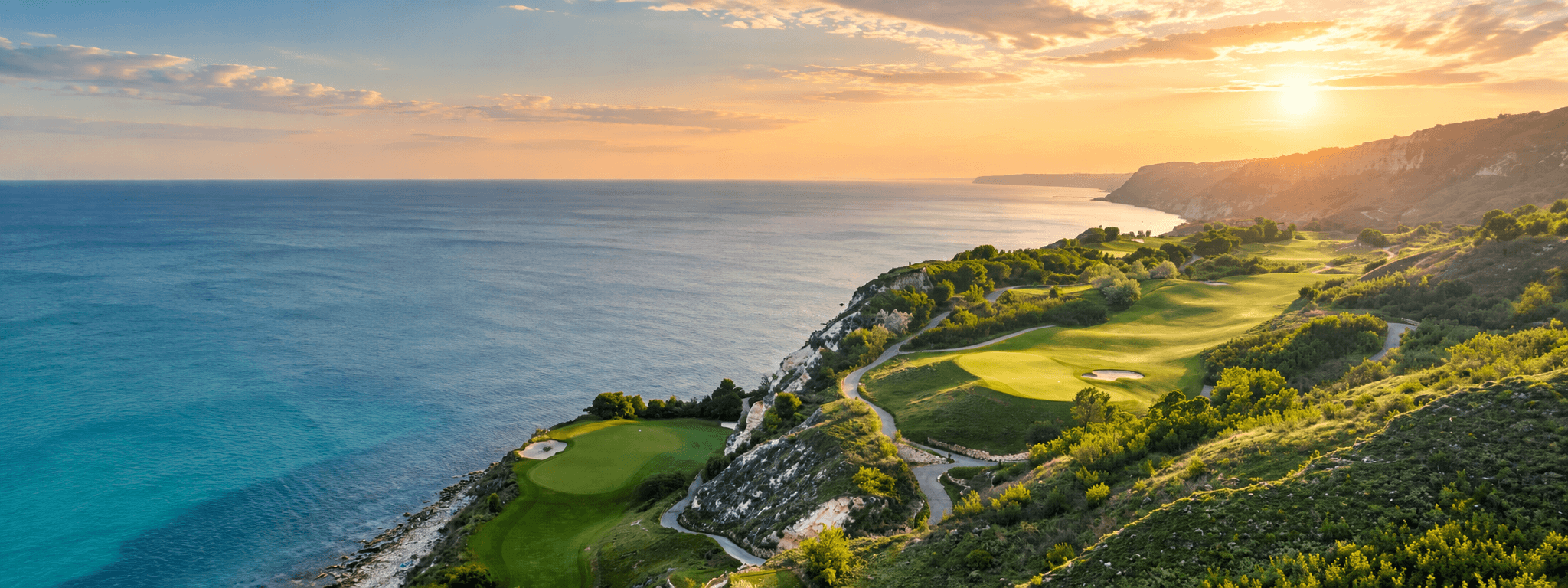 Clifftop fairway above the Black Sea at Thracian Cliffs, Kavarna, Bulgaria